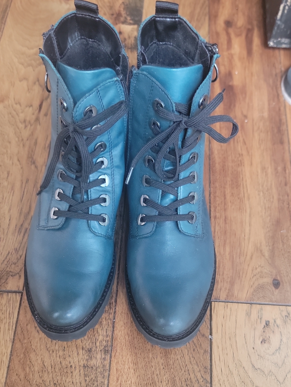 Women's Remonte  Teal Lace-Up Ankle Boots - Classic Casual Style
